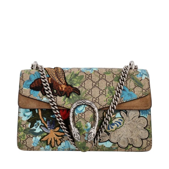Gucci Handbags - GUCCI Supreme GG Bloom Embroidered Dionysus Small Shoulder Bag Beige/Blue